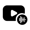 A play button with audio waves in front